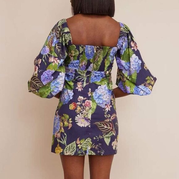 Cara Cara Floral Mini Dress - Blue and Green - Picture 4 of 10
